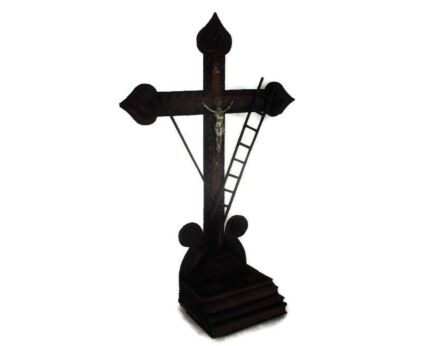 XL Tramp Trench Tramp Folk art Standing Hand Carved Wooden Crucifix Tools Of Passion HTF WOW