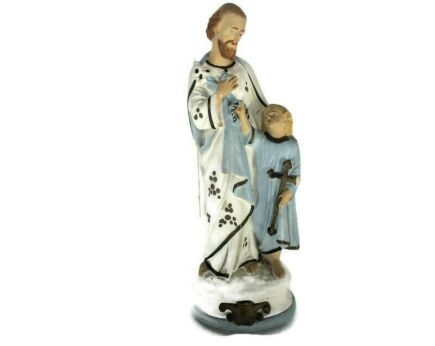 Statue Saint Joseph Protector of Homes Infant Jesus Statue Chapel Art deco 17.71"