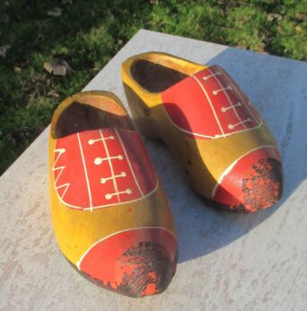 Vintage Hand Made Wooden Shoes Clogs Dutch Folklore Child