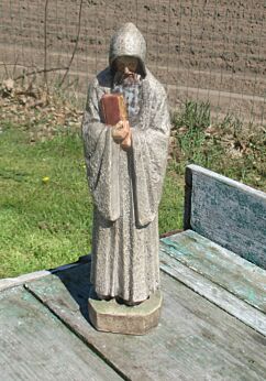 Vintage Statuette Figurine Monk St Saint Benedict of Nursia Chalk Plaster Rare