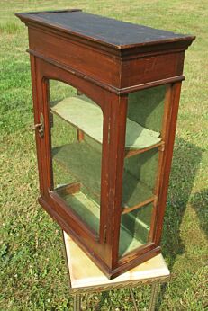 Antique Wood Apothecary Bathroom Medicine Display Cabinet Glass Door Key