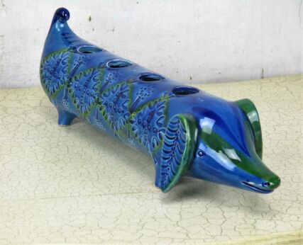 Vintage Italian Ceramic Dog Candle Holder Aldo Londi Bitossi Fratelli Gambone