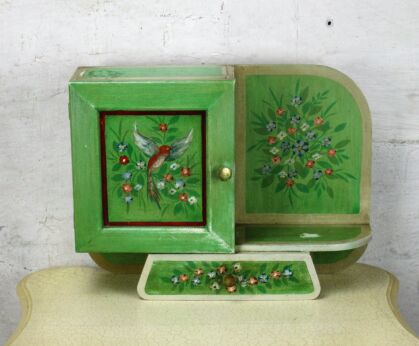 Shabby Chic Hand Painted Wood Medicine Bathroom Cabinet Apothecary Vintage