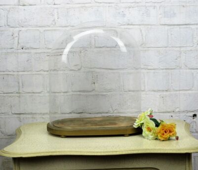 Vintage Oval Hand Blown Glass Dome Globe Mantel Clock Steampunk Doll 13.77"