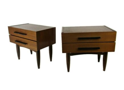Pair Danish Modern Teak Nightstands End tables Mid Century Modernist Scandinavian WOW