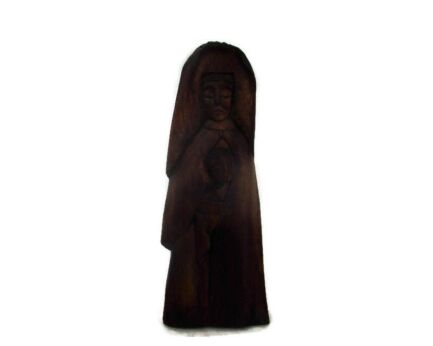Hand Carved Wooden Statue Virgin mary Madonna Infant Jesus Mother and Child Folk Art Wall Hanging Mother and Child