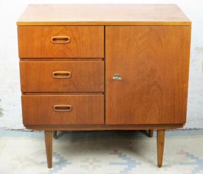 Teak Danish Mid Century Modern Nightstand Chest of Drawers Cabinet Vodder Style