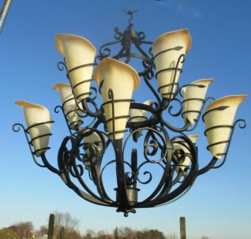 Gorgeous Hand Forged Wrought Cast iron Castle Chandelier Impressive 10 Lights