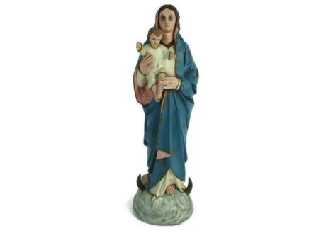Church Statue Virgin Mary Madonna With Infant Jesus 1900s Plaster Statue WOW