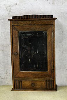 Vintage Hand Carved Wood Kitchen Apothecary Wall Cabinet Beveled Glass mirror