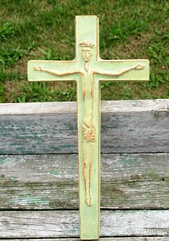 Mid Century Design Ceramic Modernist Crucifix light green era amphora Perignem