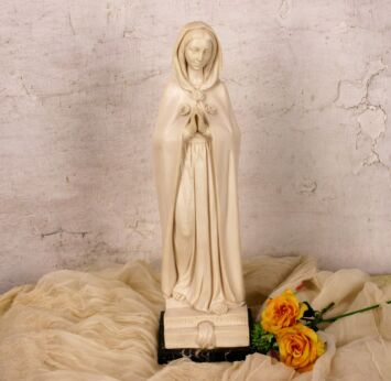 Vintage Statue Maria Rosa Mystica Fontanelle Santini Resin on Marble HTF 16.14"