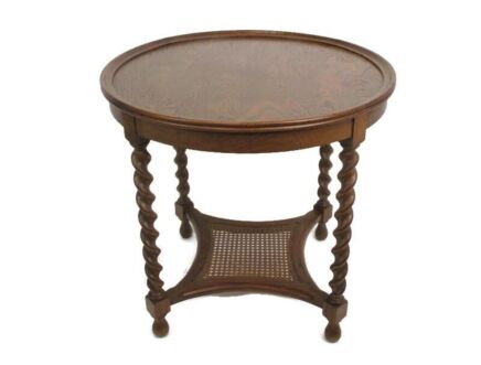 Barley Twist Rush Wooden Side Wine Table Pedestal Plant Stand Two Tier Georgian