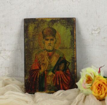 Religious Icon Nikodemus Picture on Wood HTF