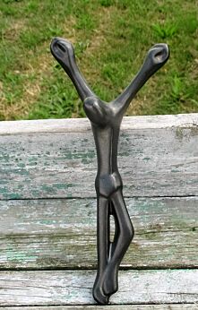 Small Mid Century Design Ceramic Modernist Crucifix Marked Bayer Black Lovely