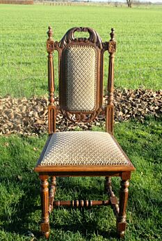 Antique Hand carved Wood Parlour Chair Hobnails seating Gorgeous