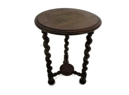 Barley Twist Wooden Side Wine Table Pedestal Plant Bonsai Stand Two Tier Barn Country Farmhouse Style 17.32"