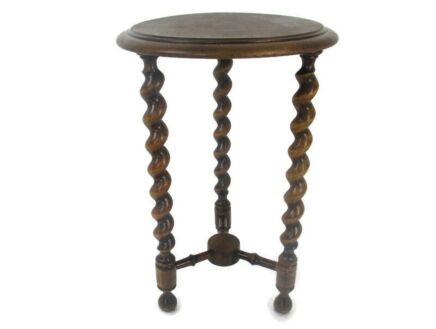 Barley Twist Wooden Side Wine Table Pedestal Plant Bonsai Stand Two Tier Barn Country Farmhouse Style  19.68"