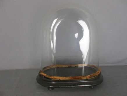 Antique Victorian Oval Hand Blown Glass Globe Dome Doll Clock 13.5"H 11.22"W