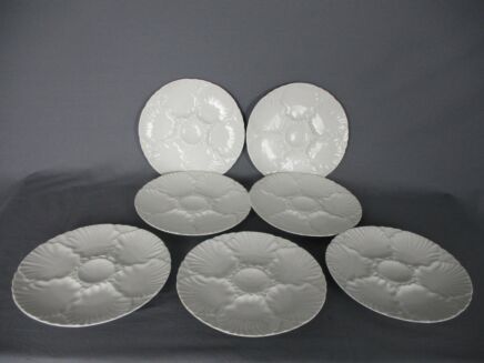 Set of 7 Oyster Plates Porcelaine White Germany Waldsassen Bareuther Bavaria