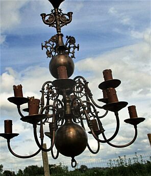 Stunning Brass Bronze Hunting Gothic Castle Chandelier Saint Hubertus Horn Deer
