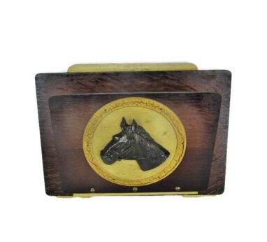 Art Deco Wood Magazine Newspaper Basket Rack Wall Mount Hanging Horse HTF