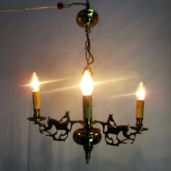 Vintage Chandelier Reindeer Figurines Figures 4 Lights arms Brass