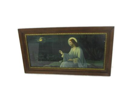 Wooden Framed Iconic Print Jesus Christ in the Garden of Gethsemane Mount Olive Art Deco