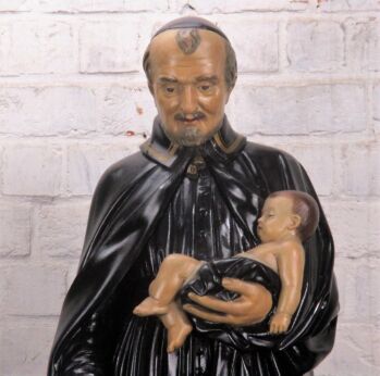 Large Statue Saint Vincent de Paul Church Patron Charity Hospital Plaster 39.37"