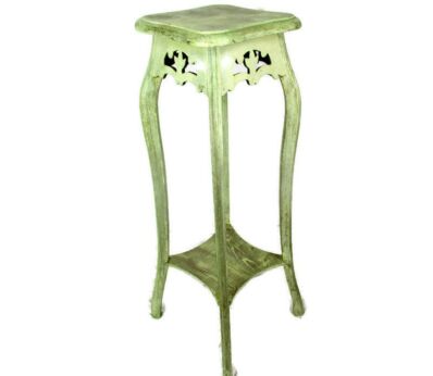 White Art Nouveau Pedestal Table Plant Flower Stand Side Table Two Tier Art Deco French Provincial