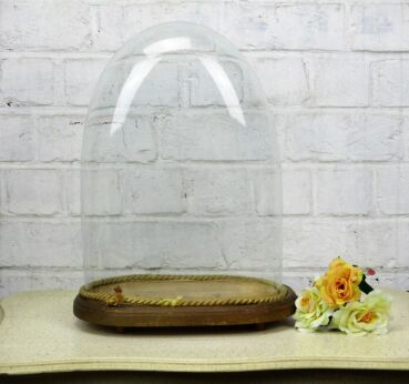 Victorian Antique Oval Hand Blown Glass Dome Globe Display Steampunk 14.56"