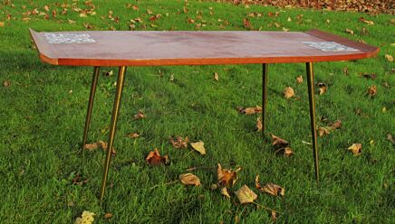 Mid Century Coffee Table Massive Teak Tiles Mosaic Danish Modern style WOW