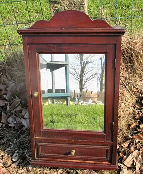 Vintage Authentic Wooden Medicine Wall Cabinet Apothecary Beveled Glass Mirror