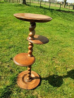 Barley Twist 3 Tier Pedestal Table Plant Stand Carved wood Stunning Rare