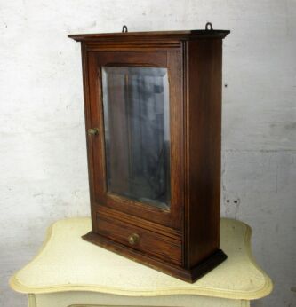 Vintage Wood Medicine Apothecary Wall Cabinet Apothecary Beveled Glass Mirror