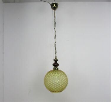 Bubbled Amber Glass Chandelier Pendant Vintage Retro Helena Tynell Style