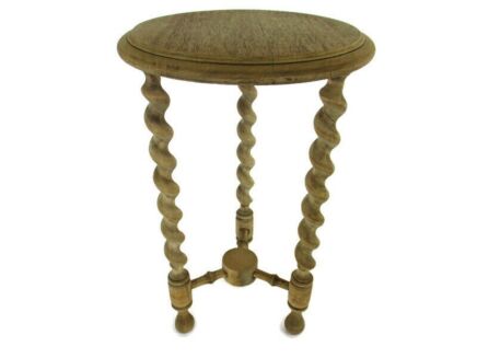 Wooden Side Wine Table Pedestal Plant Bonsai Stand Bobbin Legs Country Farmhouse Barn Style Sand Blasted Gorgeous