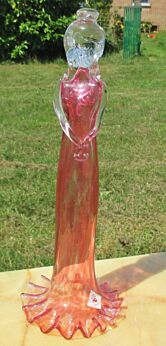 Rare Vintage Handblown art glass Figurine Ruby Red Skrdlovice Czech Olda Glass