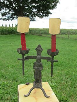 Gothic Table Desk Night Lamp Knight 2 lights Antique cast iron castle Medieval