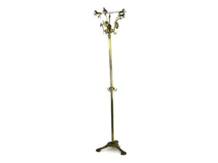 Standing Hall Tree Coat Hallway Rack Brass Hollywood regency Sunburst Horses HTF