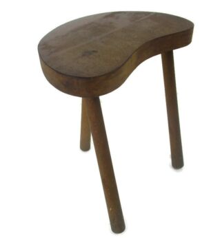 Vintage Hand Carved wood  Milking Stool Pedestal Table Plant Flower Bonsai Stand Side Table Barn Country Style Funky Authentic Tripod