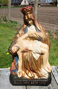 Antique Vintage Plaster Statuette Pieta Chalkware OLV Van Lede Statue Gorgeous