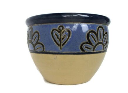 Vintage Planter flower pot Ceramic Modernist Blue beige Retro Beautiful W. Germany style