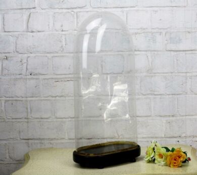 Antique Victorian Oval Hand Blown Glass Globe Dome Doll Clock 18.11" H 9.05"W