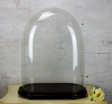 Victorian Antique Oval Hand Blown Glass Dome Globe Mantle Clock 19.68" x 14.96"