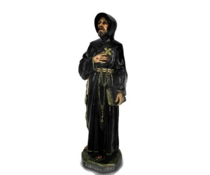 Statue Saint Francis of Assisi Rosary Crucifix Stigmata Plaster Gorgeous 7.87""