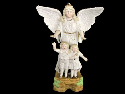 Porcelain Figurine Statue Angel Children Protecting Children Lovely Vintage