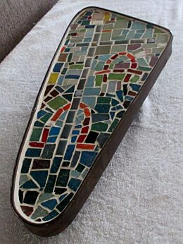Mid Century Vintage Italian? Door Handle Knob Mosaic Handmade Art Alpha Omega