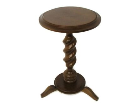 Small Barley Twist Tripod Side Display Table Pedestal Plant Bonsai Stand Barn Country Farmhouse Cottage Style
