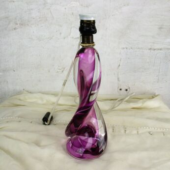 Vintage Table Lamp Val St Lambert Art Glass Design Marked Cranberry Purple